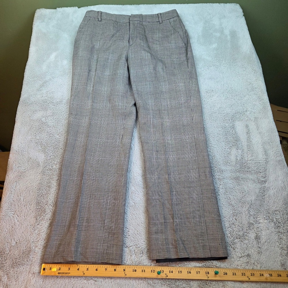 Chaps Wool Dress Pants Womens Sz 2 Glen Plaid Straight Leg Trousers Grey Purple